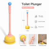 Toilet Plunger, Long Handle Bathroom Plunger with Strong Suction Cup, Non-Scratch Drain Plunger for Toilet, Kitchen Sink, Bathroom Drain, Bathtub and Shower, Cute Freestanding Clog Remover, Pink