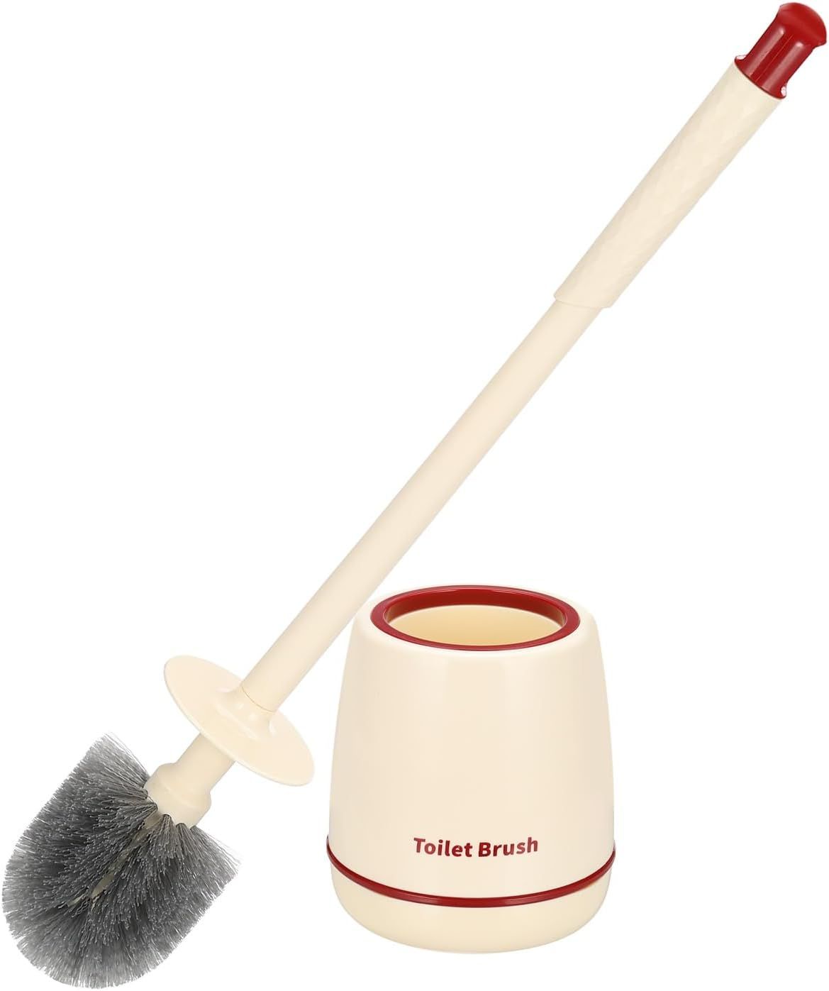 Toilet Brush with Holder Red, Bathroom Toilet Bowl Cleaning Brush Set with Long Handle and Durable Bristles