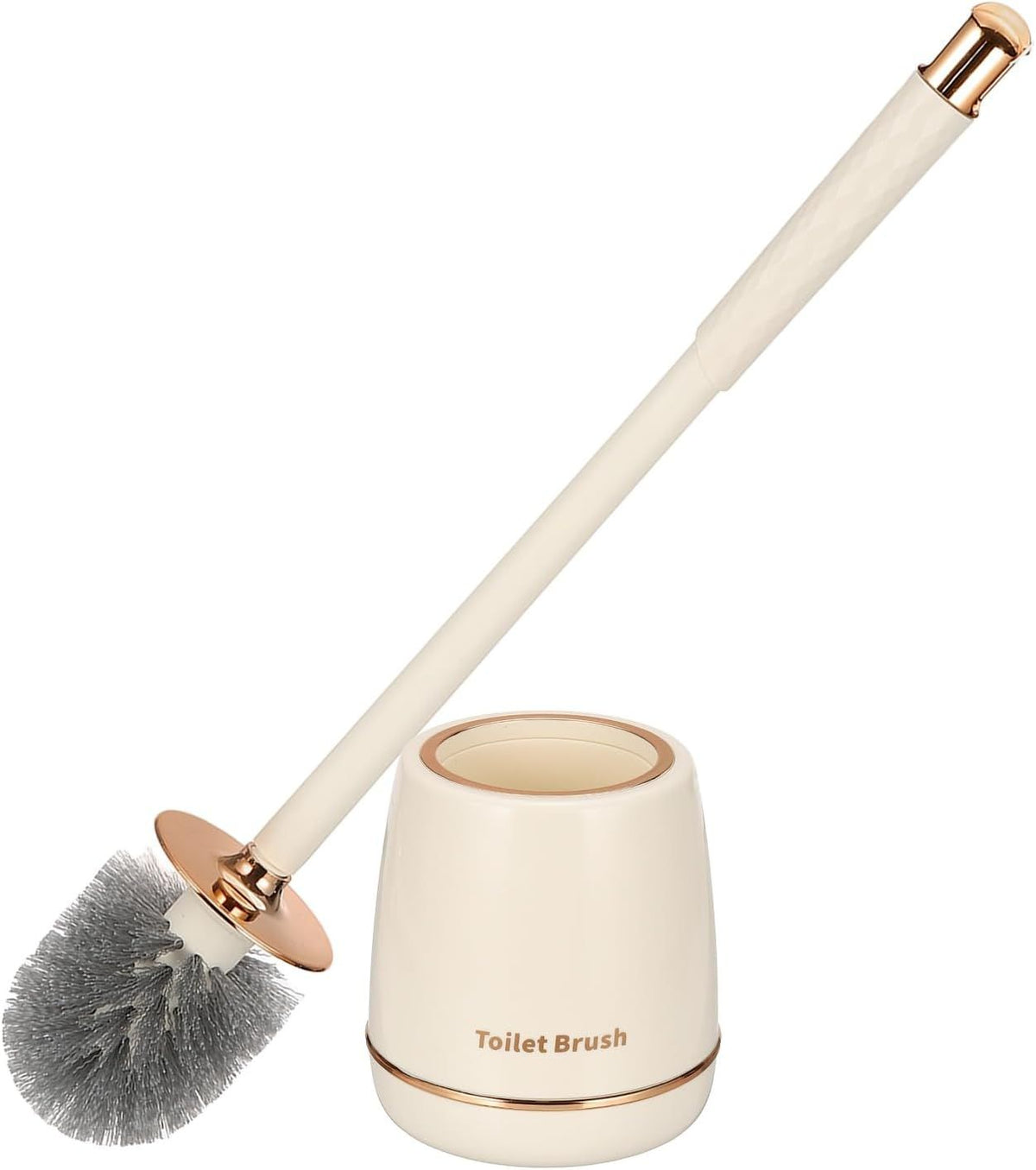 Toilet Brush with Holder Gold, Stylish Bathroom Toilet Cleaner Brush Set with Long Handle and Storage Holder