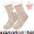 Extra thick white knitted slippers and socks for winter, fluffy cashmere warm floor socks, non-slip, comfortable and warm indoor socks, unisex.