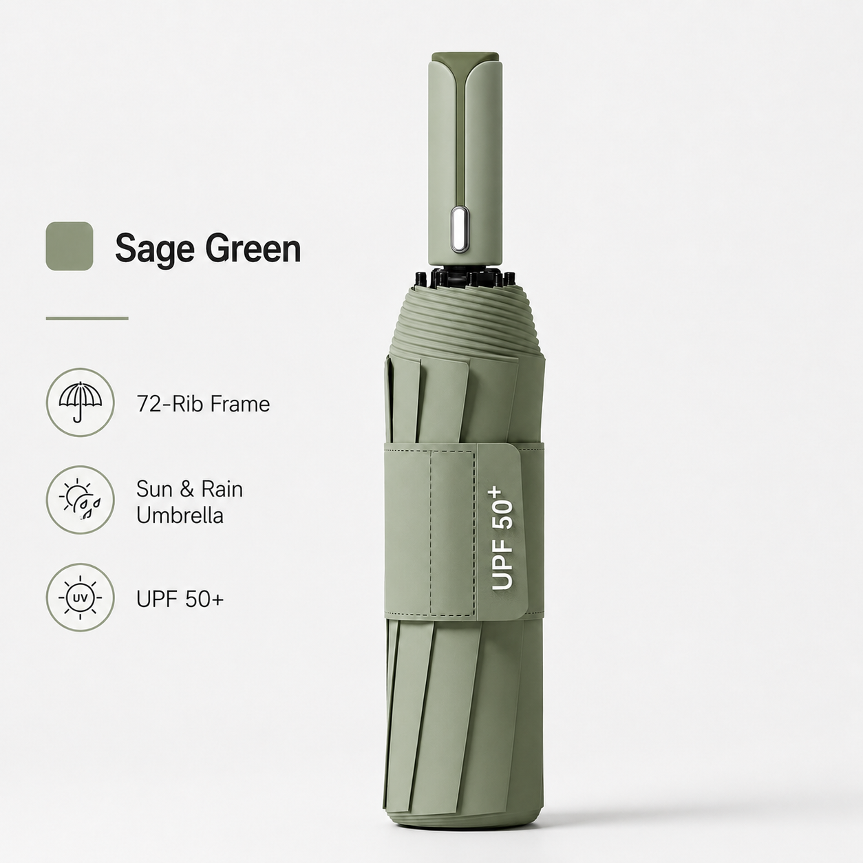 Dark green automatic travel umbrella with 60 ribs, large double-layered windproof and rainproof umbrella, portable folding sun umbrella, outdoor rain and sun protection.