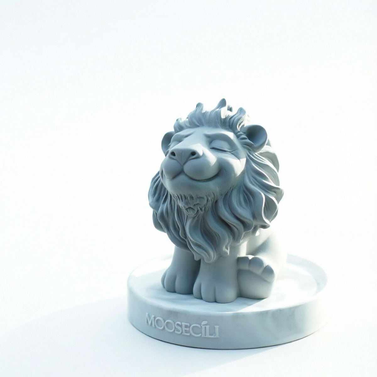 Smiling Lion Gypsum Statue - Handcrafted Plaster Aromatherapy Diffuser & Artistic Home Decor for Shelf, Desk, and Bedroom - Minimalist White Animal Sculpture Gift
