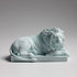 Classic Reclining Lion Sculpture Minimalist Green Plaster Desk Ornament for Living Room, Study, or Office Decoration