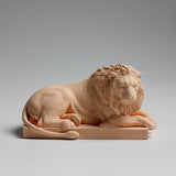 Classic Reclining Lion Sculpture Minimalist Yellow Plaster Desk Ornament for Living Room, Study, or Office Decoration