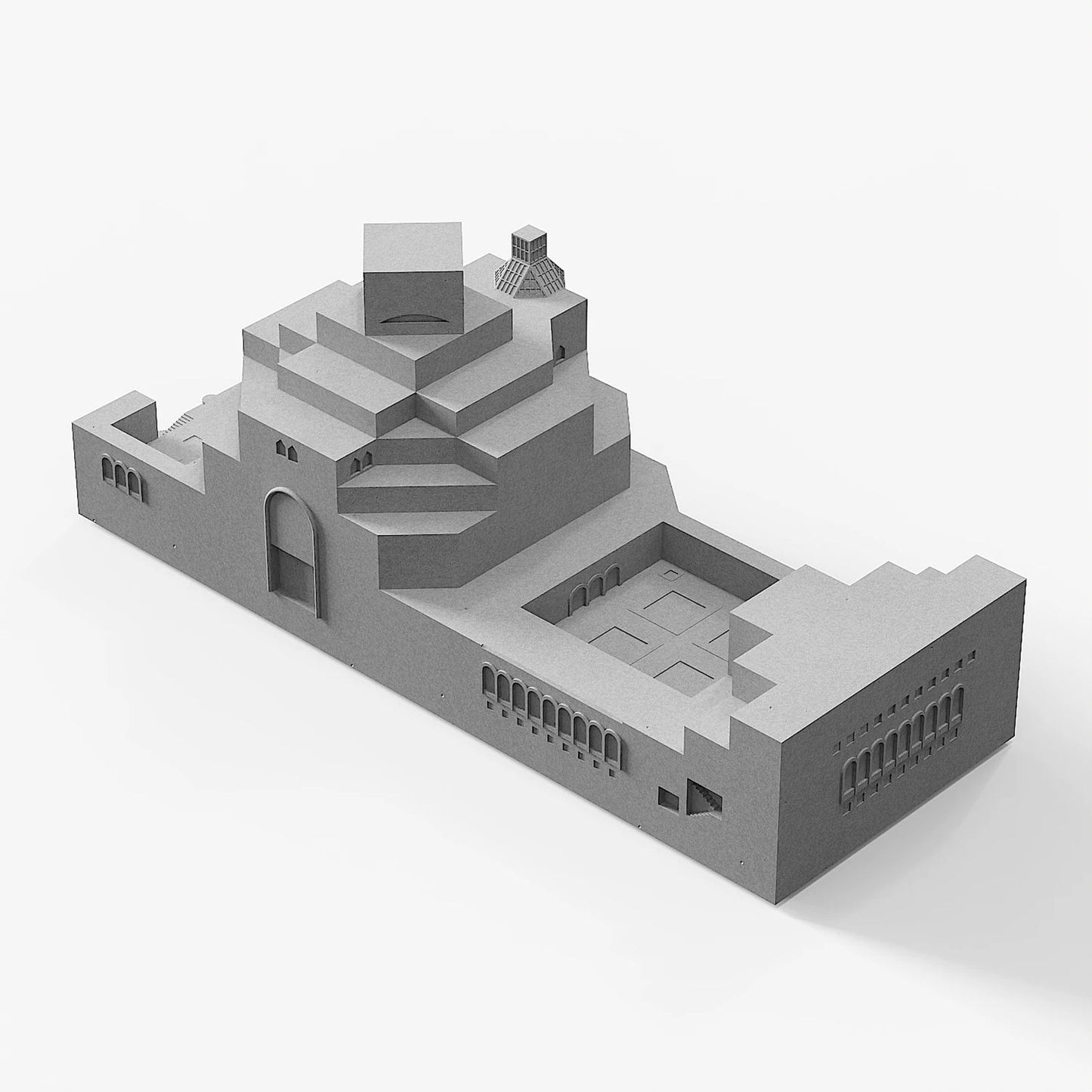 Museum of Islamic Art Doha Concrete Model Architectural Replica Sculpture & Desktop Decor（Grey）