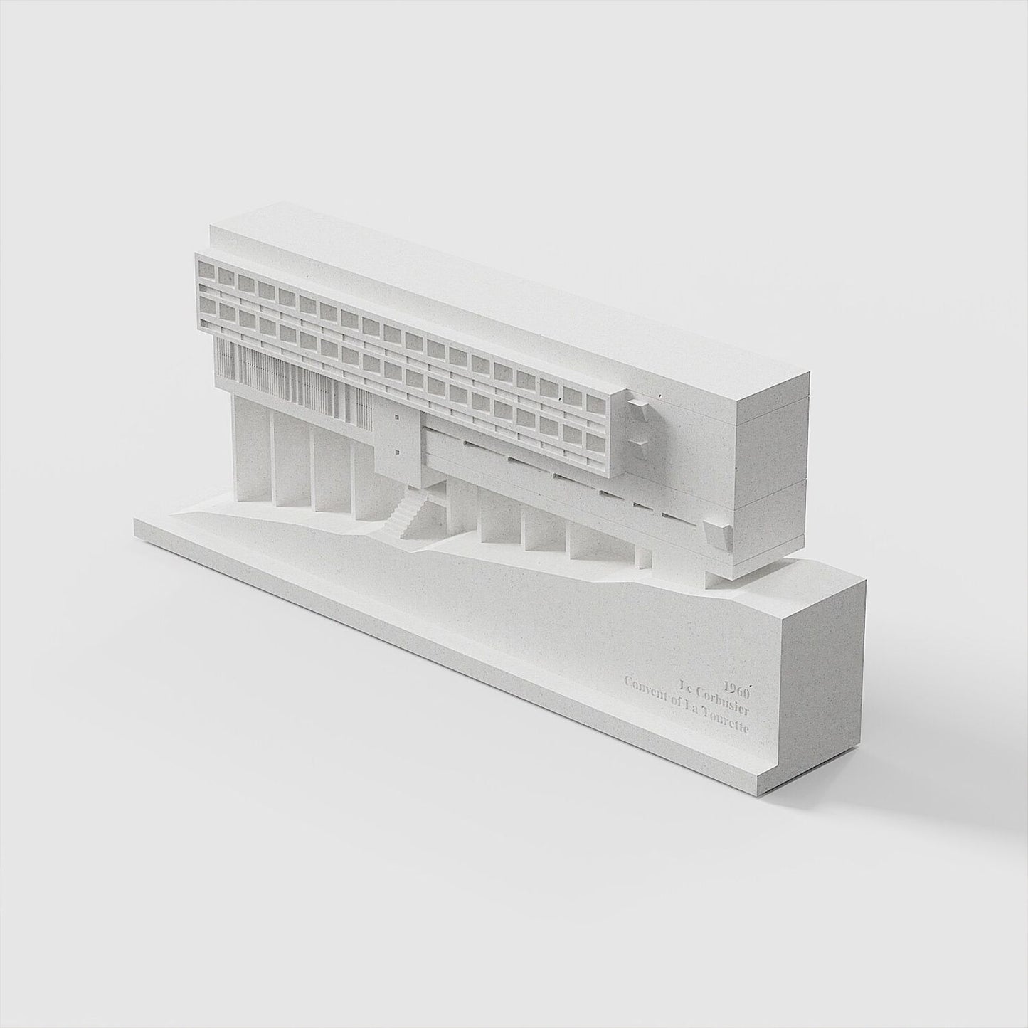 La Tourette Convent Concrete Architectural Model Modernist Masterpiece Replica for Desk Decor & Collectors（White）
