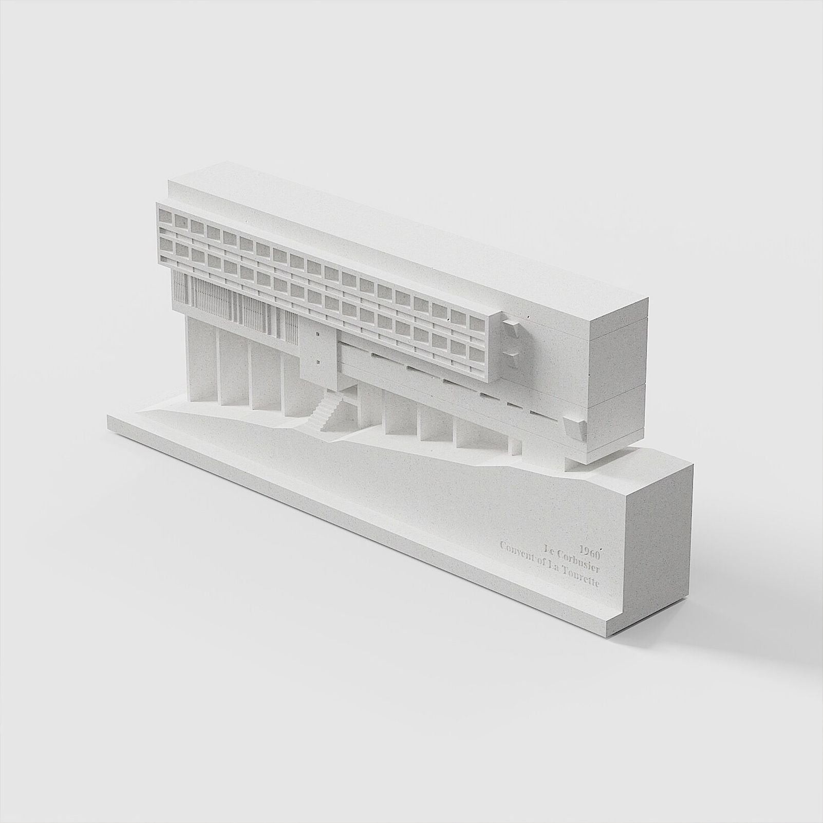 La Tourette Convent Concrete Architectural Model Modernist Masterpiece Replica for Desk Decor & Collectors（White）