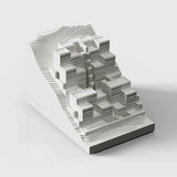 Rokko Housing Concrete Architectural Model - Minimalist Desk Decor & Collectible Sculpture for Architects and Design Lovers（White）