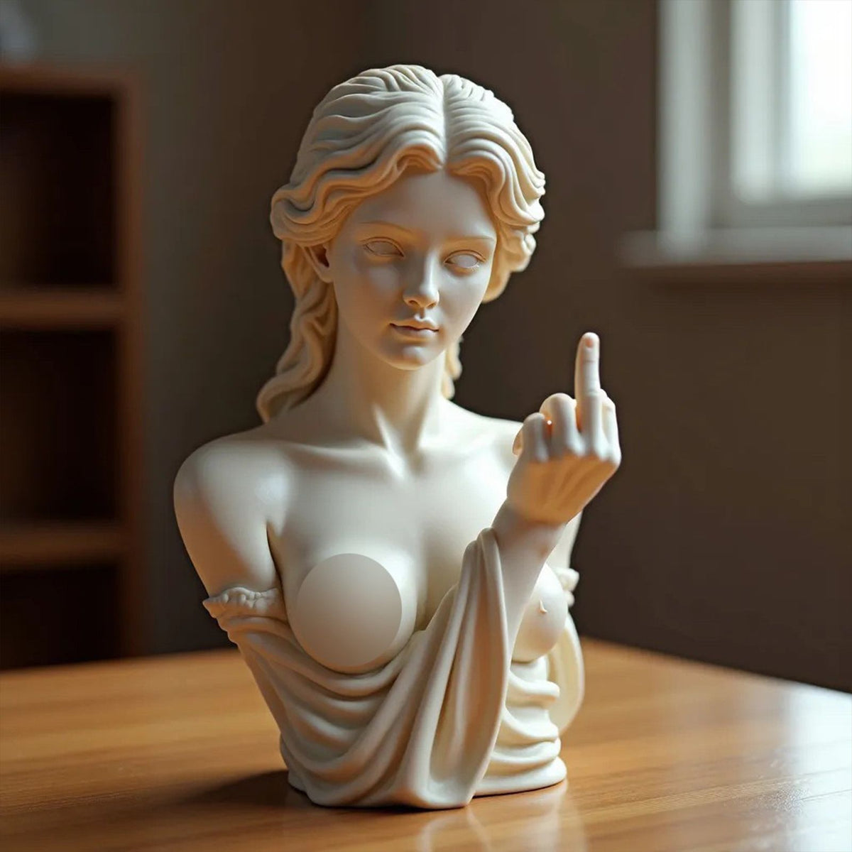 Rebellious Venus Statue Modern Resin Sculpture of Aphrodite Giving the Middle Finger Edgy Home Decor, Bold Art Piece for Living Room, Office, or Bar Unique Gift for Art Lovers(Model D)