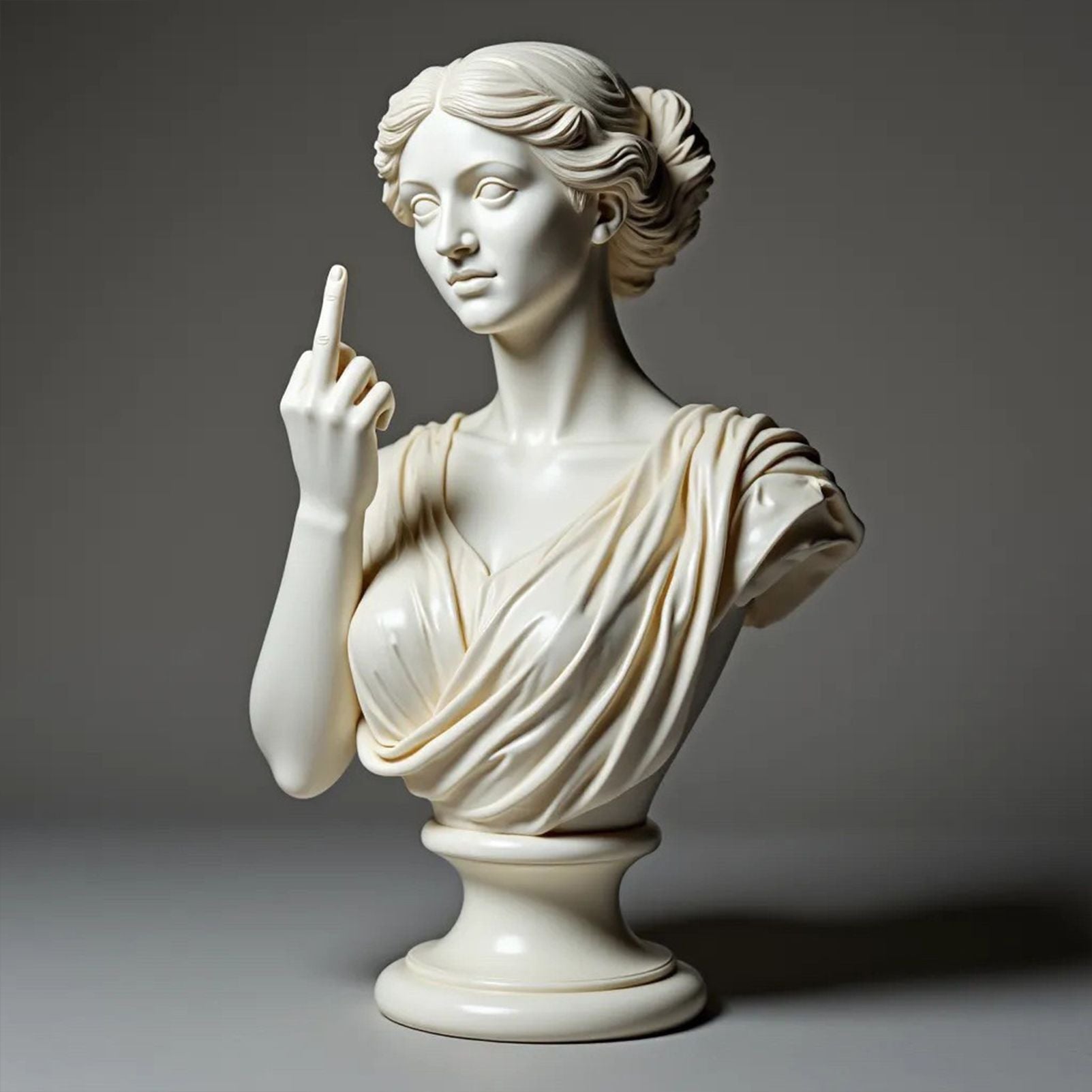 Rebellious Venus Statue Modern Resin Sculpture of Aphrodite Giving the Middle Finger Edgy Home Decor, Bold Art Piece for Living Room, Office, or Bar Unique Gift for Art Lovers(Model F)