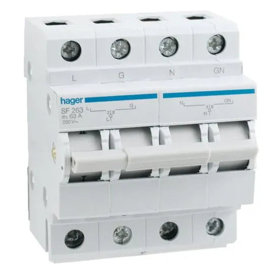 Hager Changeover Switch 2P 63A AC21 DIN Rail Mount IP20 | SF263
