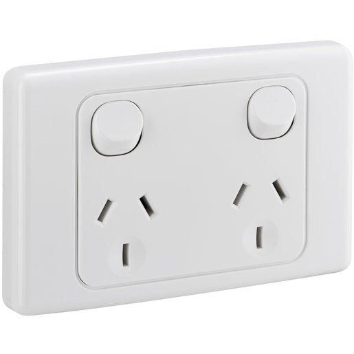 Clipsal 2000 Series Twin Switch Socket Outlet 250V, 10A | White Electric | 2025-WE