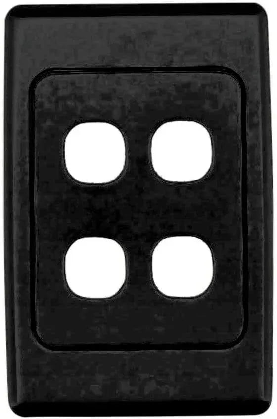 Clipsal 2000 Series Flush Surround and Grid Plate 4 Gang, Vertical/Horizontal Mount, Standard Size | Black | 2034VH-BK