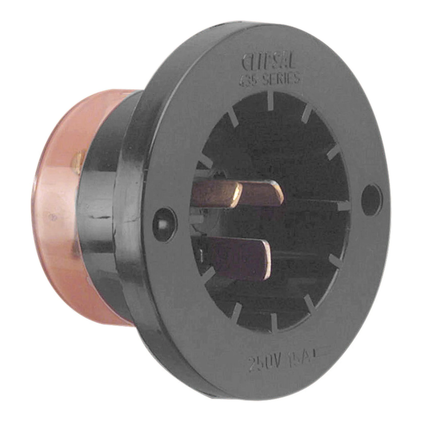 Clipsal Power Outlet Unswitched Flush Inlet Single 15A 250V Black 435A15-BK