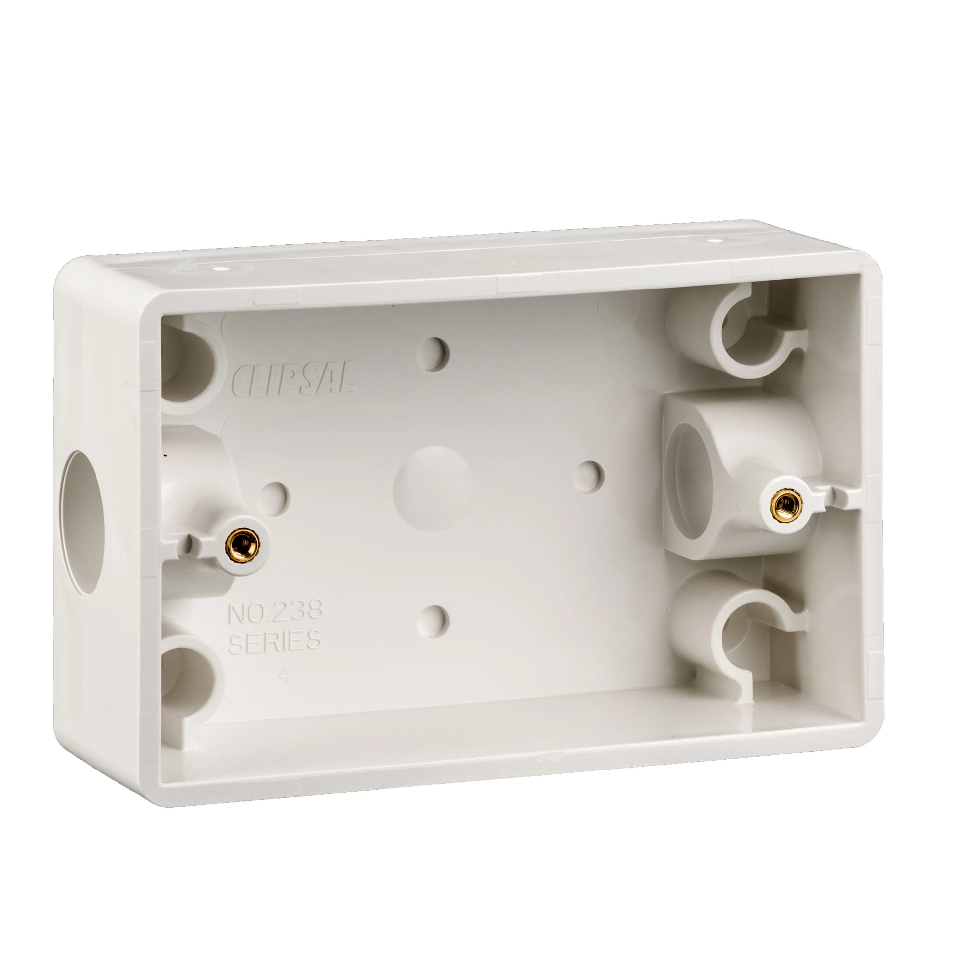 Clipsal Surface Mounting Box PVC 1 Gang 2x20mm End White | 238WE