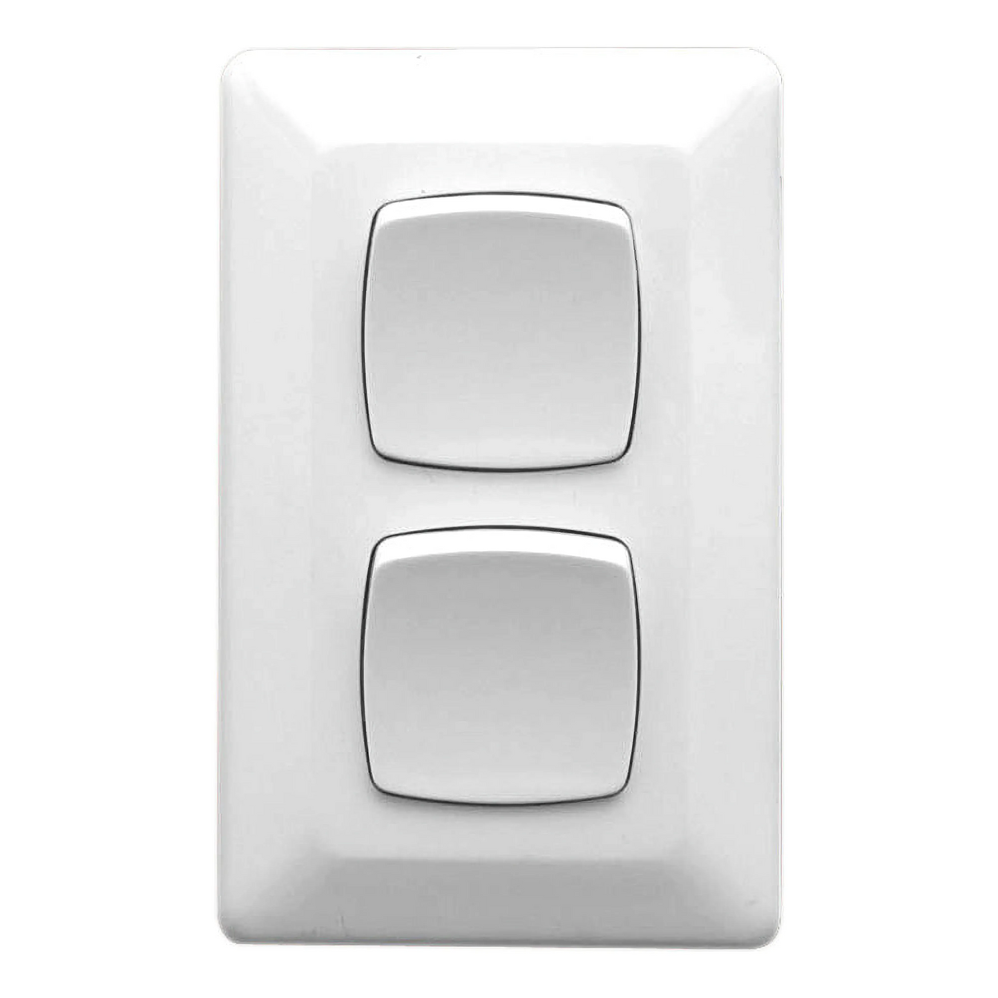 Clipsal Switch Flush Mount Rocker Standard 2 Gang 10A 250V 1 Pole 1/2 Way Vertical White | P2032VAWE