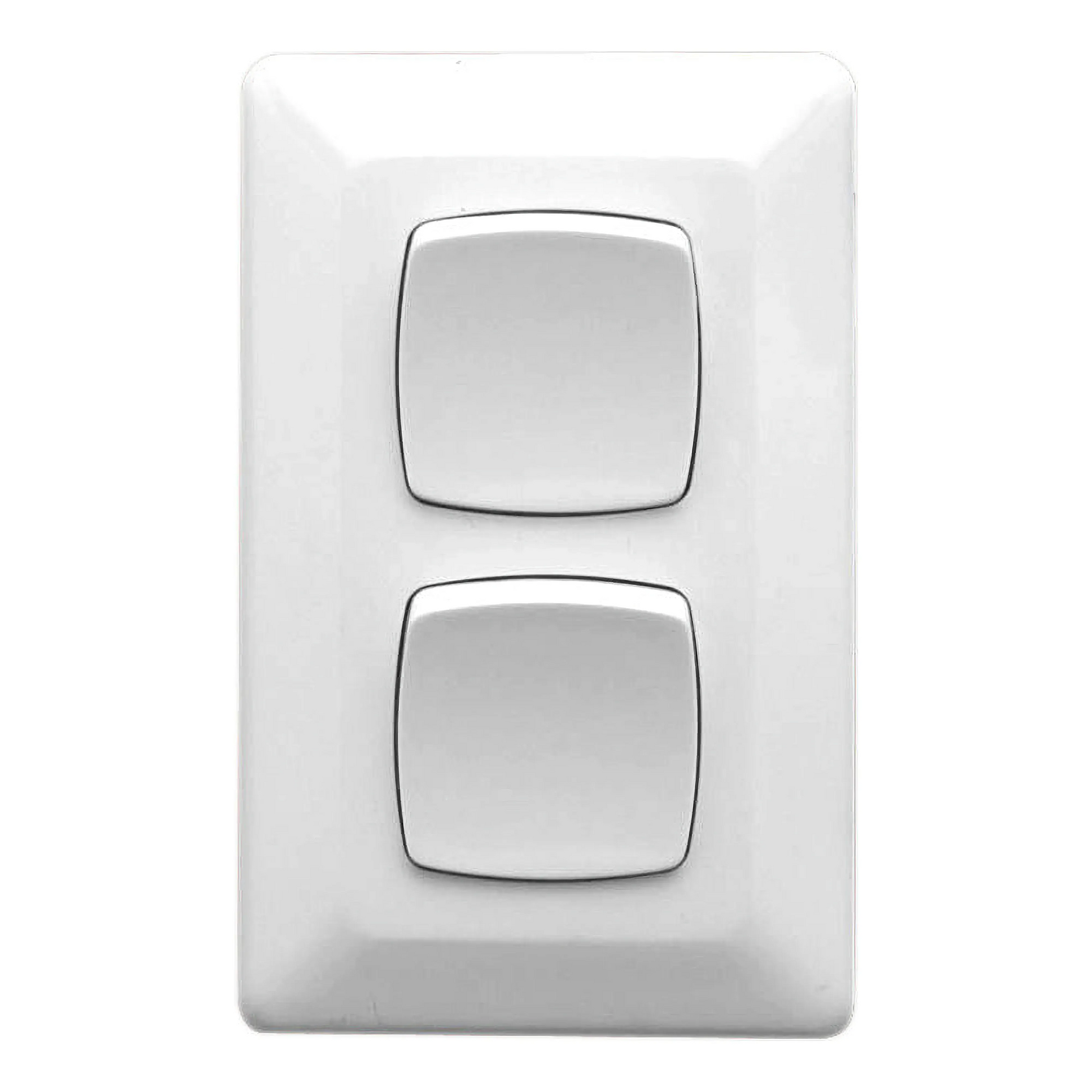 Clipsal Switch Flush Mount Rocker Standard 2 Gang 10A 250V 1 Pole 1/2 Way Vertical White | P2032VAWE