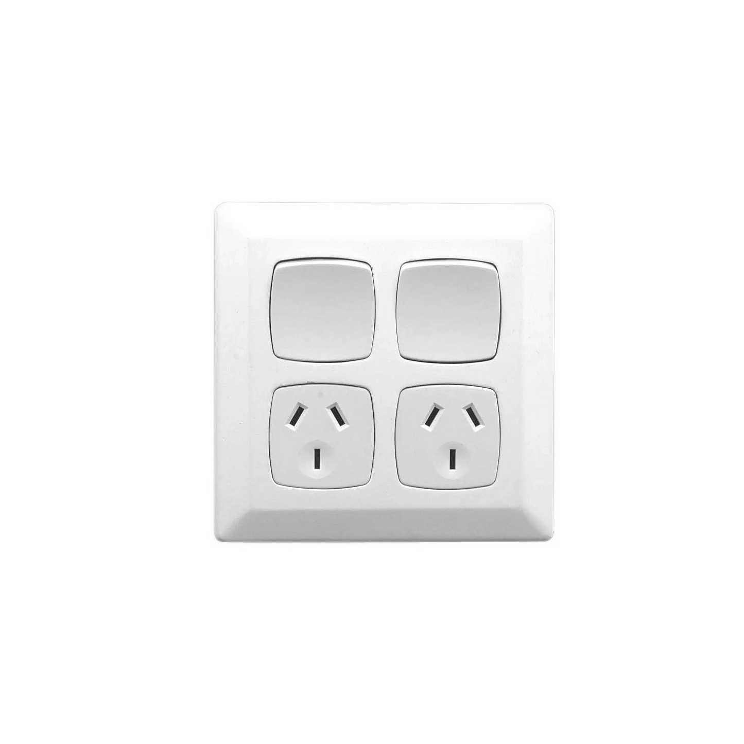 Clipsal Double Power Point Flush Mount Large 10A 250V 1 Pole Vertical White | P2025/2WE