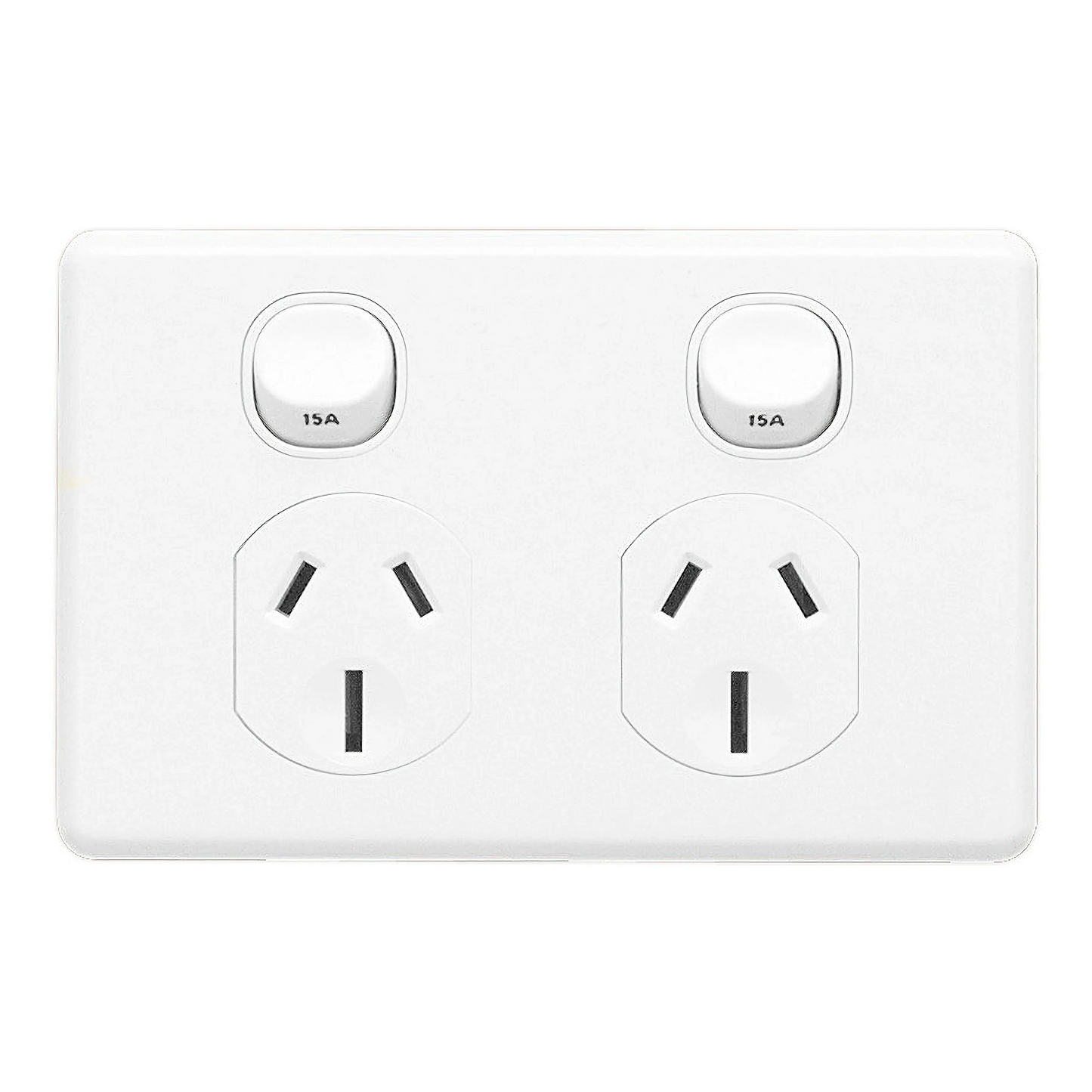Clipsal Double Power Point Flush Mount Standard 15A 250V 1 Pole Horizontal White | C2025/15WE