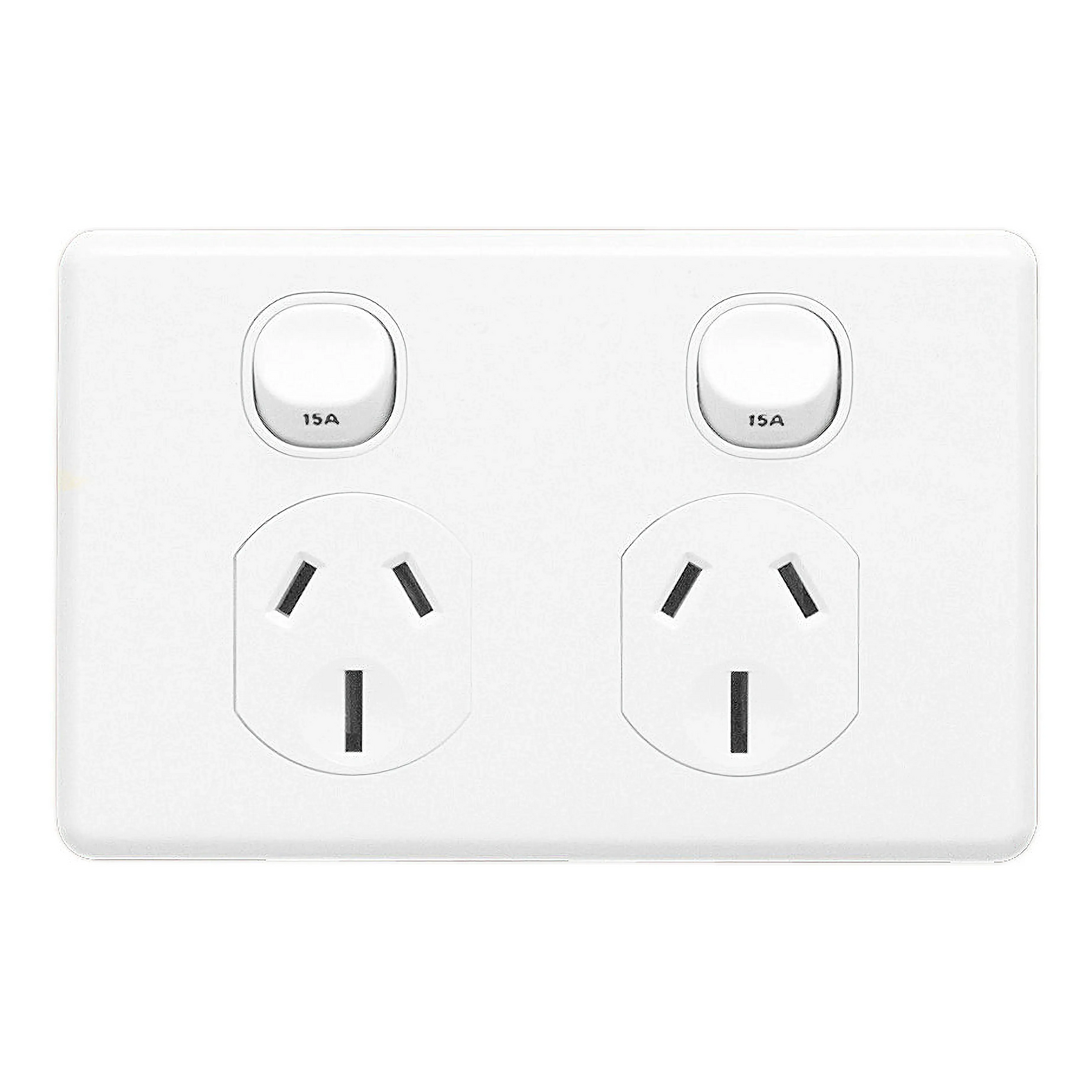 Clipsal Double Power Point Flush Mount Standard 15A 250V 1 Pole Horizontal White | C2025/15WE