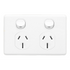 Clipsal Double Power Point Flush Mount Standard 15A 250V 1 Pole Horizontal White | C2025/15WE
