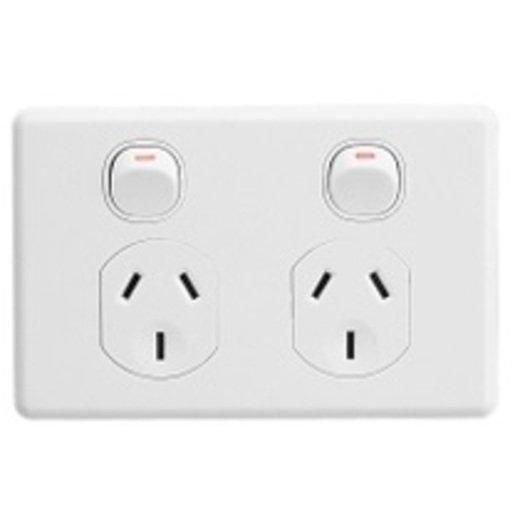 Clipsal Classic C2000 Series Switched Socket Outlet Twin, 250V, 10A | White Electric | C2025-WE