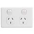 Clipsal Classic C2000 Series Switched Socket Outlet Twin, 250V, 10A | White Electric | C2025-WE