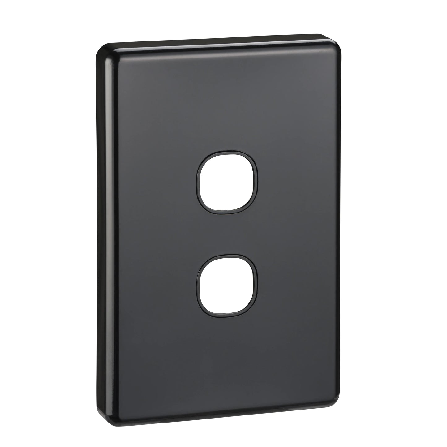 Clipsal Classic C2000 Series Switch Grid Plate and Cover 2 Gang, Less Mechanism, Standard Size | Black | C2032VH-BK