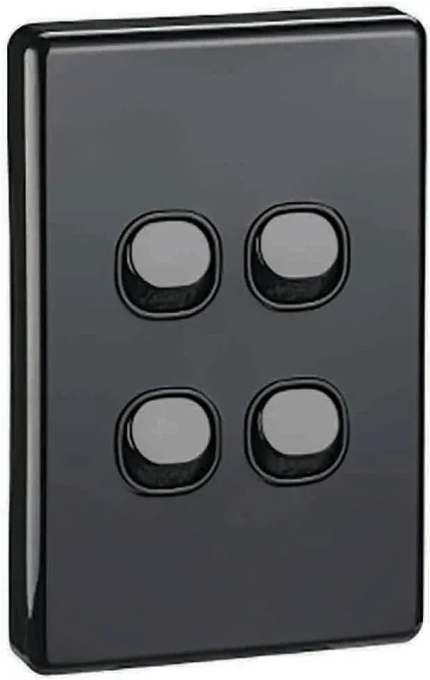 Clipsal Switch C2000 Series 4 Gang Vertical 250V 10A Black C2034VA-BK