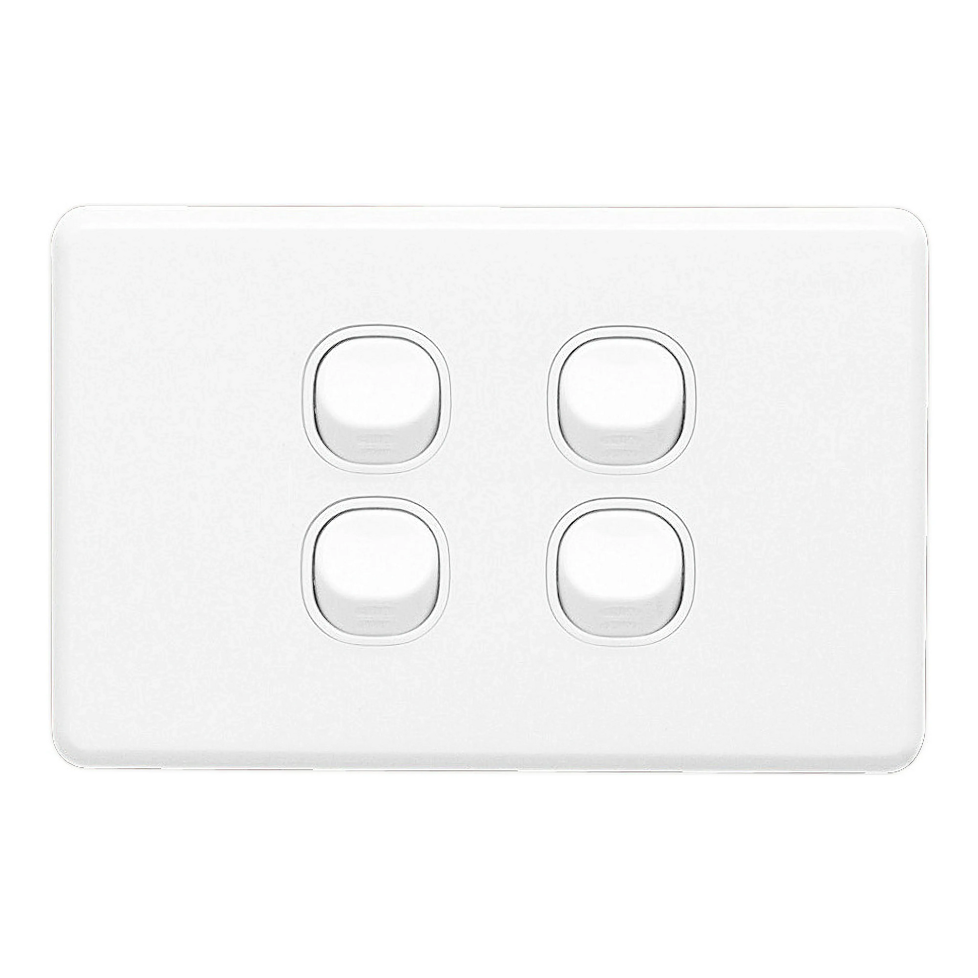 Clipsal Classic C2000 Series Flush Switch 4 Gang, 250VAC, 10A, Standard, Horizontal | White Electric | C2034HA-WE