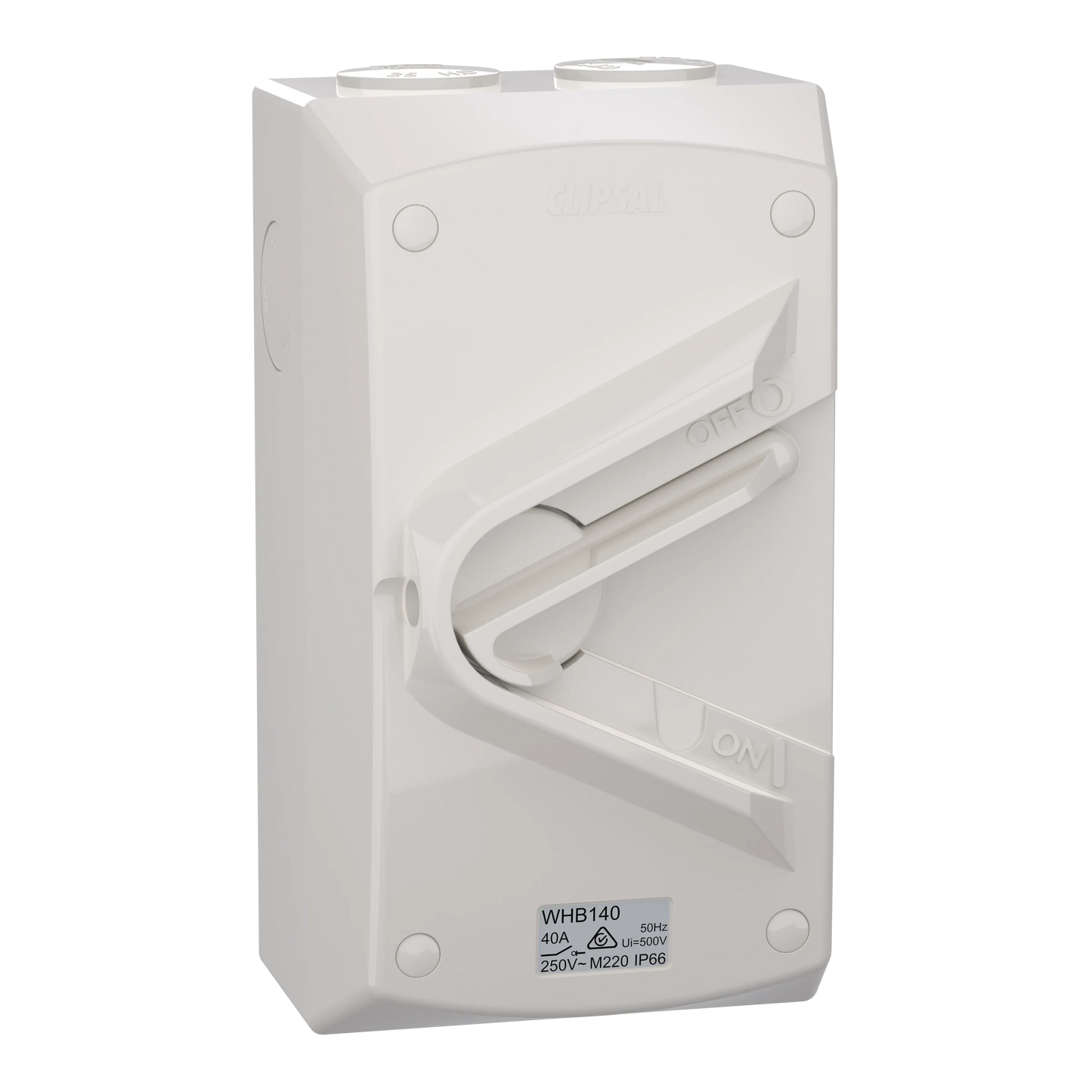 Clipsal Isolating Switch Surface Mounting Weatherproof 1P 40A 250V Chemical Resistant Grey IP66 | WHB140RG