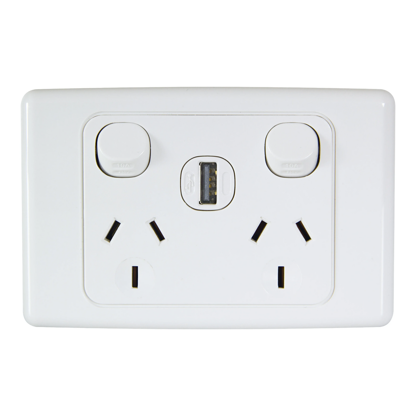 Clipsal Power Point 10A Single 2000 Series Horizontal White With USB | 2025USBC-WE
