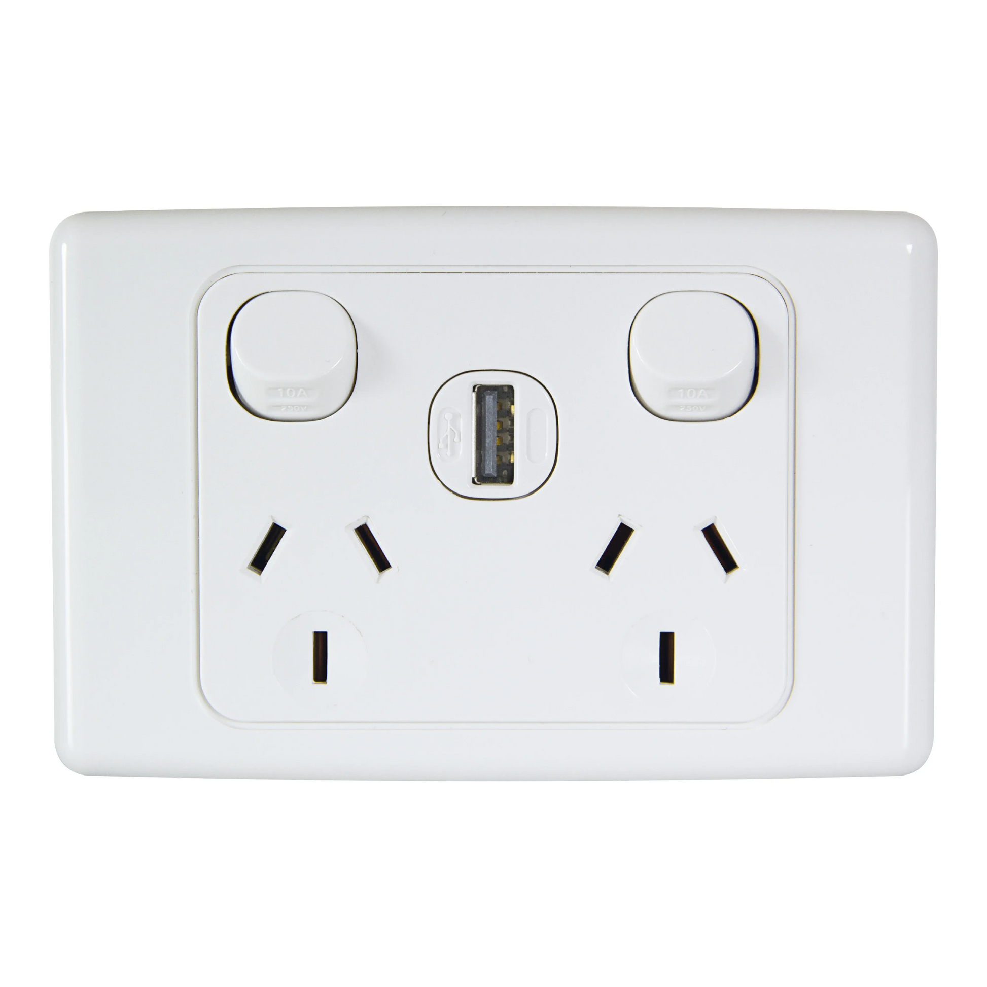 Clipsal Power Point 10A Single 2000 Series Horizontal White With USB | 2025USBC-WE