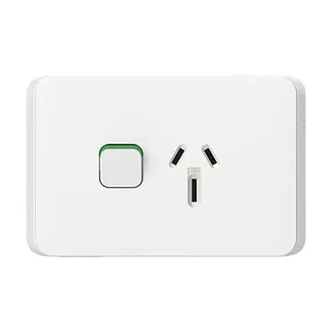 Clipsal Power Point 15A Single Iconic Horizontal White | 3015/15-VW