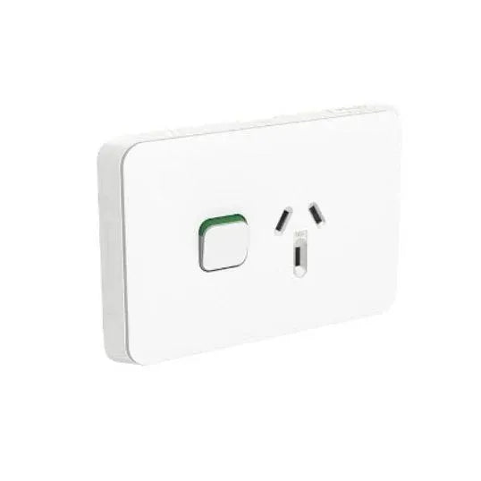 Clipsal Single Power Point Flush Mount 10A 250V 2P+E Horizontal Safety Shutter Vivid White | 3015VW