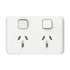 Clipsal Iconic Double Power Point Skin Horizontal Mount, 250V, 10A, Clip-On | Vivid White 3025C-VW