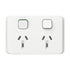 Clipsal Iconic Double Switch Power Point Horizontal Mount, 250V, 10A | Vivid White | 3025-VW