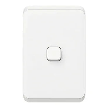 Clipsal Iconic Switch Vertical 1 Gang, 1/2 Way 10AX,230/240V, IP44 | Vivid White | 3041V44-VW