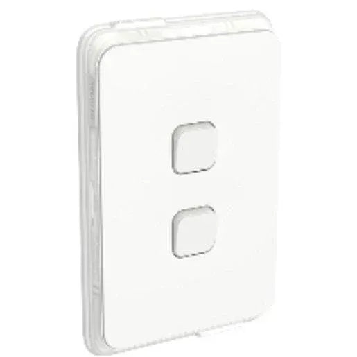 Clipsal Iconic Switch Vertical 2G 1/2 Way 10Ax 250V IP44 3042V44-VW