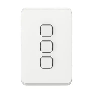 Clipsal Iconic Switch Plate Skin 3 Gang, Horizontal/Vertical Mount | Vivid White | 3043C-VW