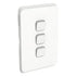 Clipsal Iconic Switch Flush Mount Rocker Standard 3 Gang 10A/AX 250V 1 Pole 1/2 Way Vertical Vivid White | 3043VAVW