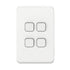 Clipsal Iconic Switch Flush Mount Rocker Standard 4 Gang 10A/AX 250V 1 Pole 1/2 Way Vertical Vivid White | 3044VAVW