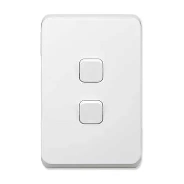 Clipsal Iconic Switch Plate Skin 2 Gang, Horizontal/Vertical Mount, Clip-On | Extra White | 3042C-XW