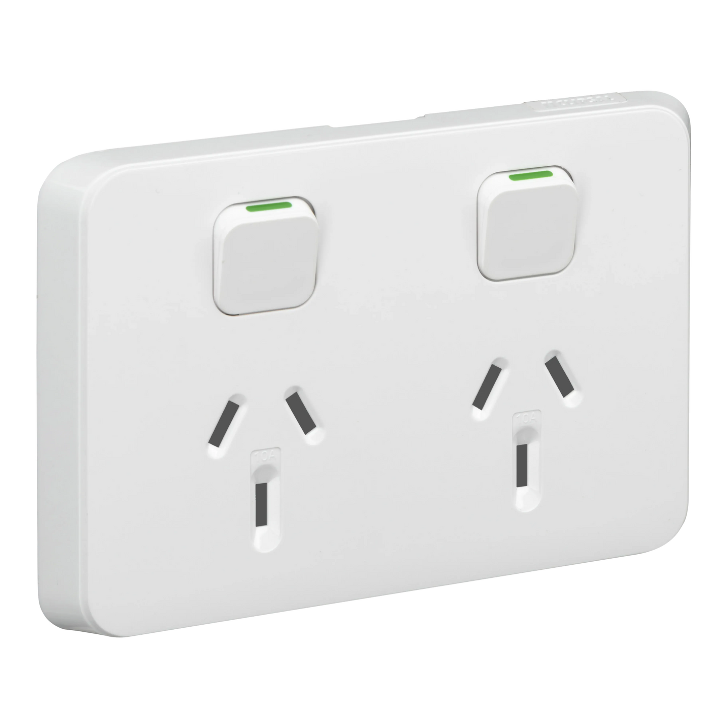Clipsal GPO Switched Outlet Flush Mount 2 Gang 10A 250V Horizontal Extra Vivid White | 3025XW