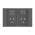 Clipsal Iconic Styl Double Power Point Skin Horizontal Mount, 250V, 10A | Silver Shadow | S3025C-SH