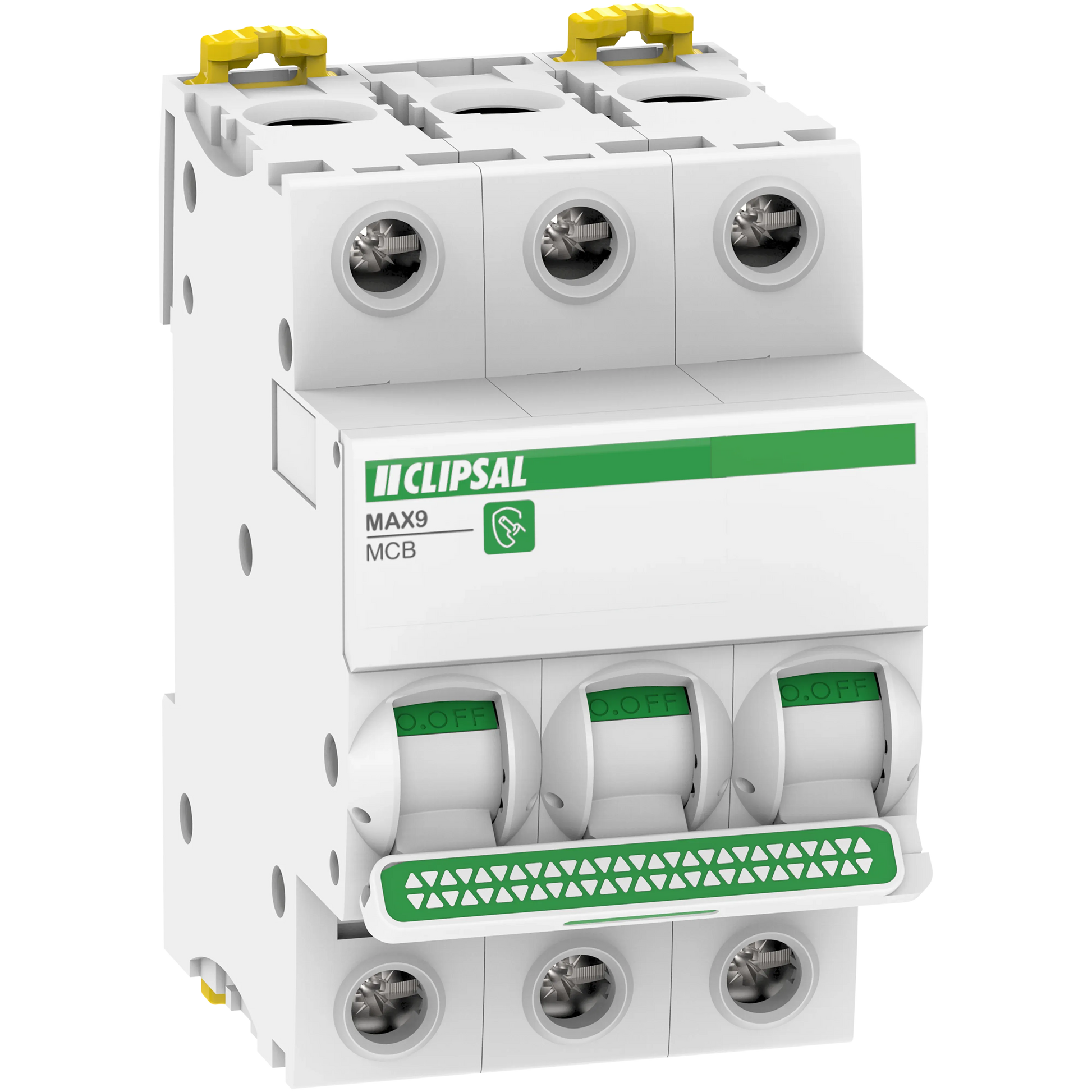 Clipsal MAX9 Miniature Circuit-Breaker (MCB) 3P, 40A, C Curve, 6000A, 415V, Distribution | MX9MC340