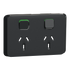 Clipsal Iconic Double Power Point Skin Horizontal Mount, 250V, 10A, Clip-On | Extra Black 3025C-XB