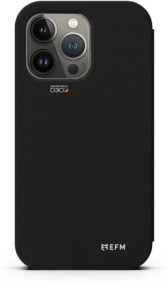 EFM Miami Leather Wallet Case Armour with D3O for iPhone 13 Pro Max - Smoke Black | EFCMIAE193SMB
