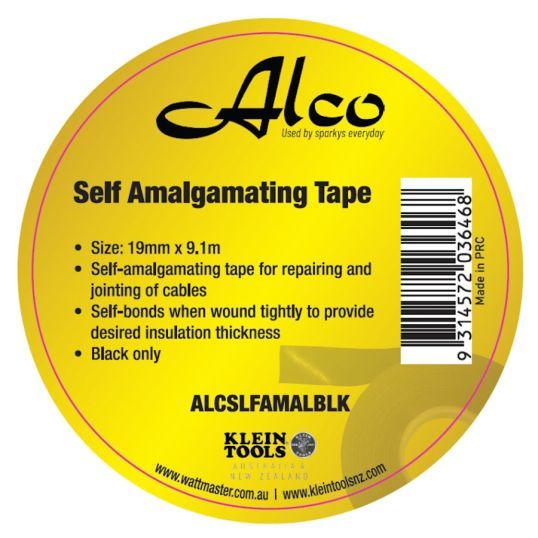 Alco Self Amalgamating Tape L9.1MxW19mm Black | SLFAMALBLK