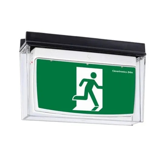 Clevertronics Emergency LED Exit Weatherproof 2.7W Maintained Polycarbonate Wall/Ceiling Clear 410 mm IP66/67 | CWELED